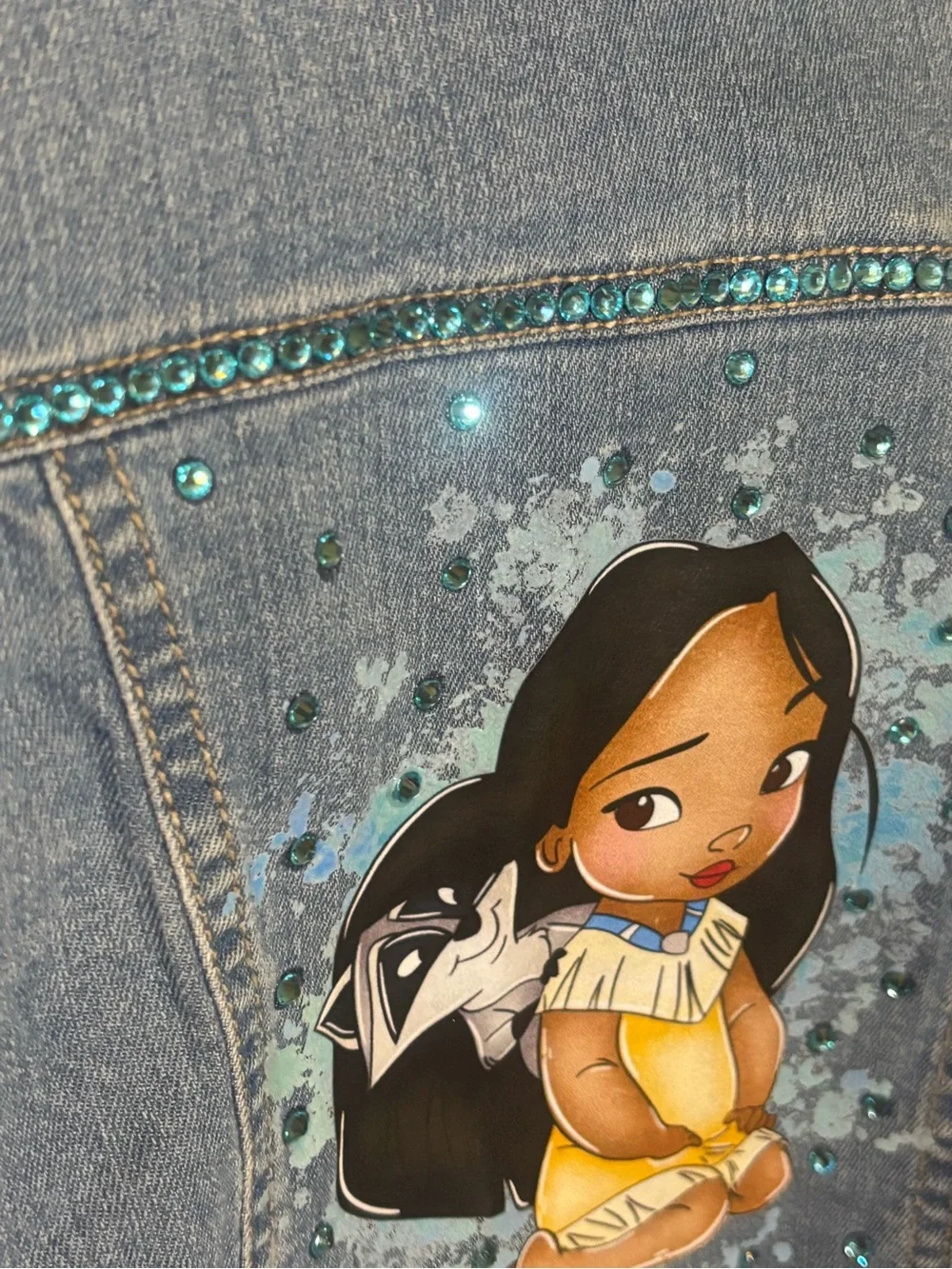 Girls Embellished Jean Jacket Pocahontas Size 4T